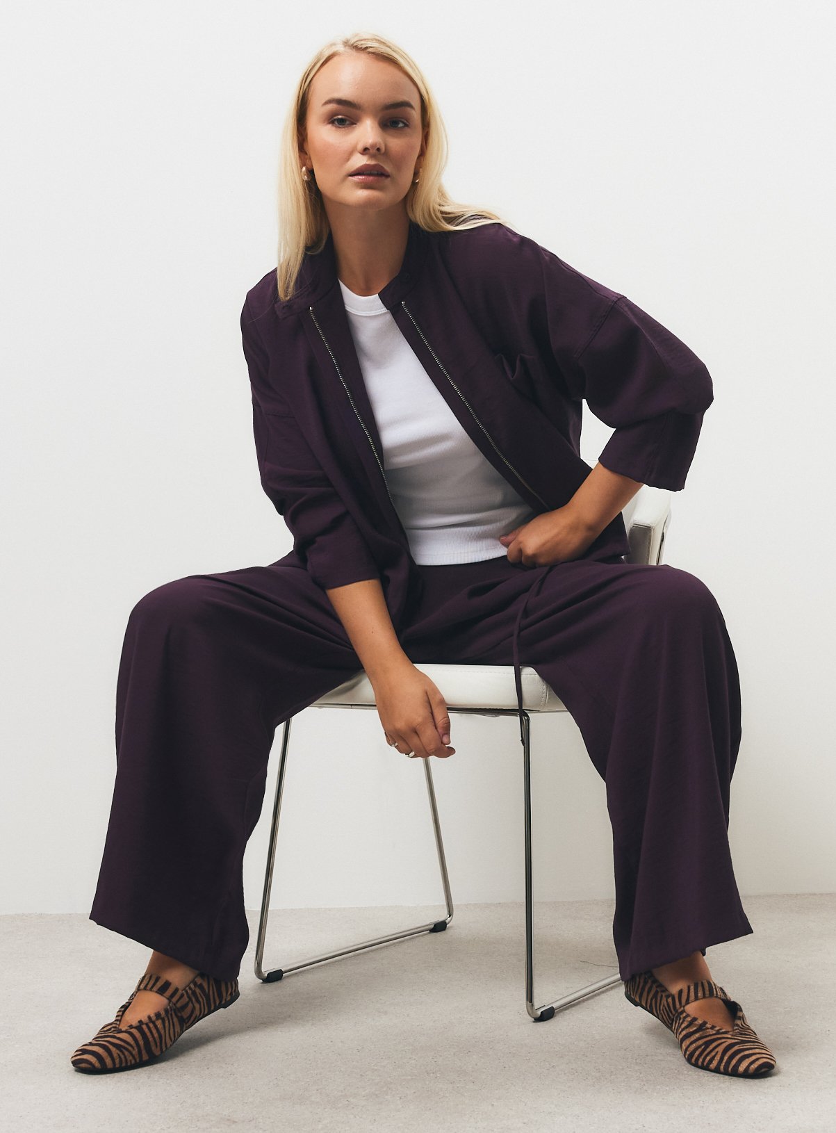 Dark Purple Funnel Neck Shacket 12 - Image 2 thumbnail
